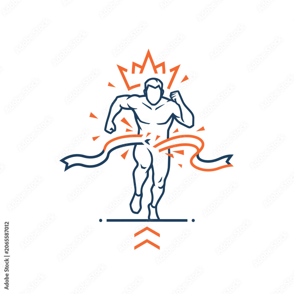 Obraz premium Runner Breaking Through Barrier Icon – Determination and Achievement Sports Vector