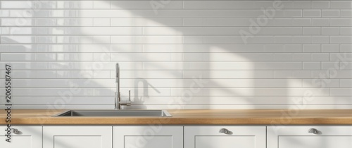 White subway tile backsplas...