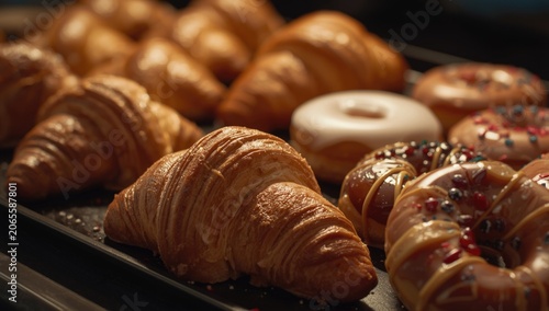 Croissants and donuts on a ...