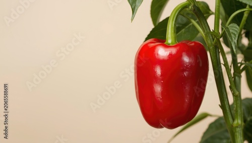 Vivid red pepper hanging fr...