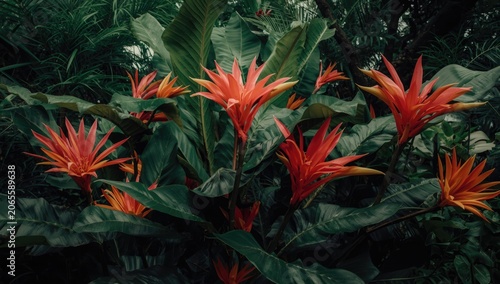 Tropical orange and red flo...