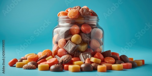 Varied shaped sweets overfl...