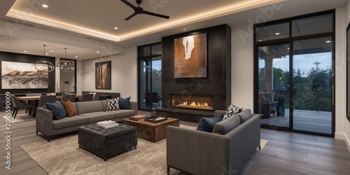 Modern living room with fir...