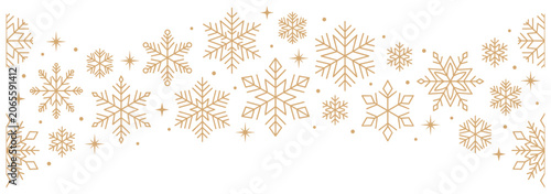 Obraz na płótnie Christmas gold snowflakes vector set with stars