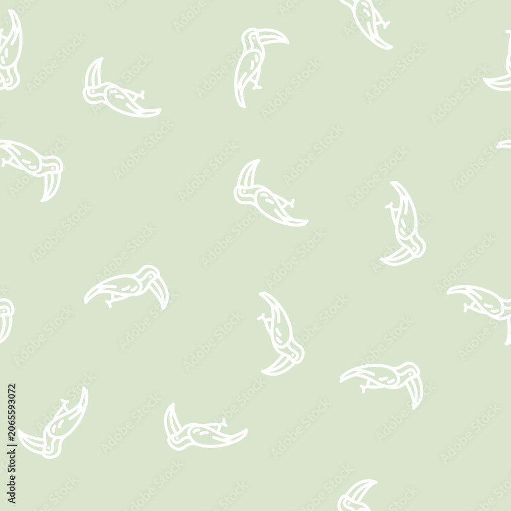 Fototapeta premium toucan bird line seamless pattern toucan bird thin line illustration