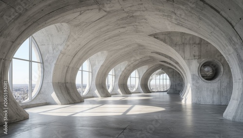 Modern concrete interior wi...