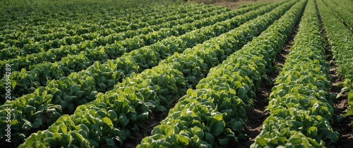 Lush green spinach crop gro...