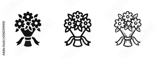 Bild auf Leinwand Flower bouquet icon set
