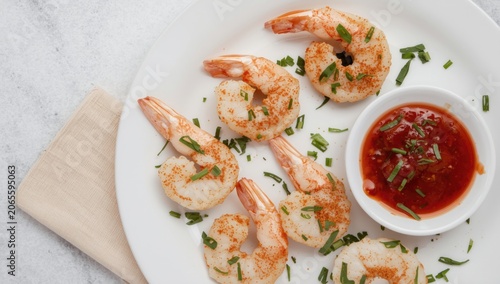 Cooked shrimp with dipping ...