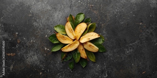 Ripe pears sliced to displa...