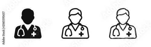 Quadro su tela Doctor icon set with stethoscope and cross