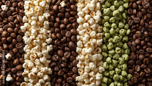 Row of assorted popcorn ker...
