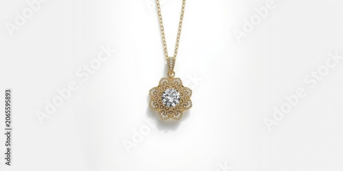 Gold floral pendant necklac...