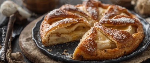 Apple danish pastry on a wo...