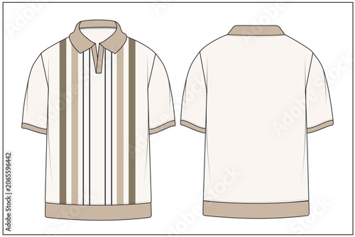 Foto REVERE POLO, 
Blank polo shirt mockup front and back view vector template,
Short sleeve collared t-shirt technical fashion illustration,
Men's clothing flat sketch design template front and back