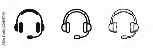 Foto Set of headset icons for customer support and communication