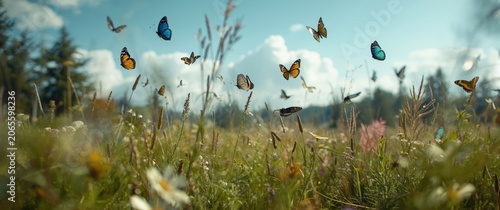 Vibrant butterflies playful...