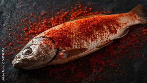 Silver carp fish fillet rub...