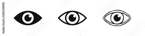 Foto Human eye icon set in flat, outline, and sketch style
