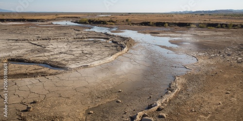 Cracked earth with water st...