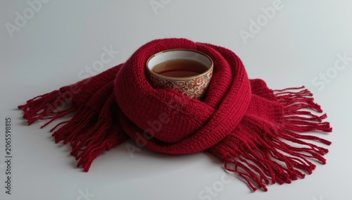 Red scarf wrapped around a ...