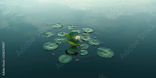 Water lily and leaves on ca...