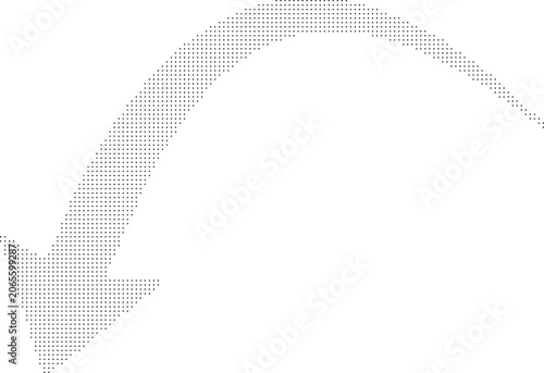 A large gray arrow points downward on a transparent background.