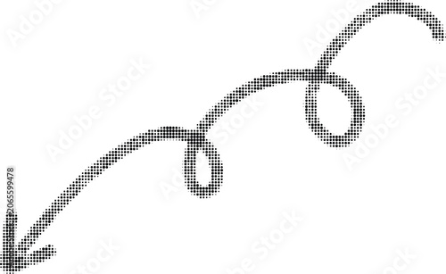 A curved arrow is drawn on a transparent background with a loop and a pointed tip.