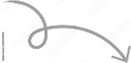 A curved arrow flows smoothly downwards on a transparent background