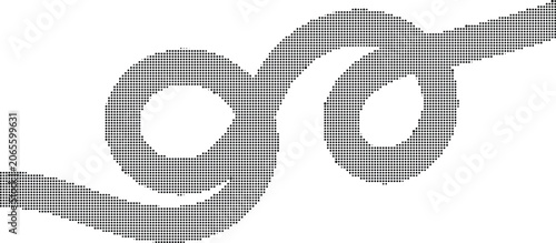 A gray swirling design element on a transparent background showcases a curvy line.