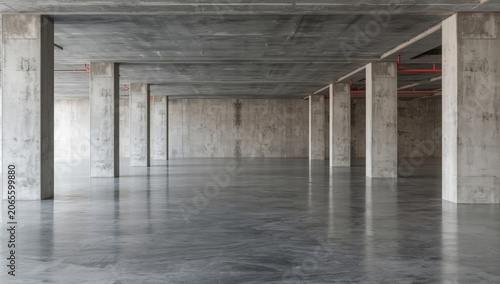 Open plan concrete basement...