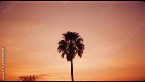 vintage tone palm tree silh...