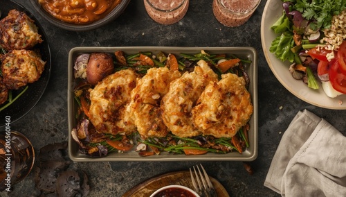 Baked vegetable fritters se...