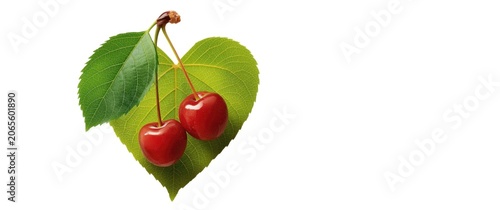 Summer cherry heart shape w...