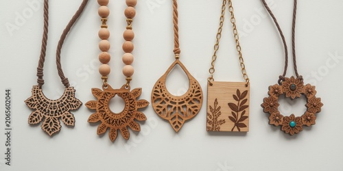 Wooden jewelry items featur...