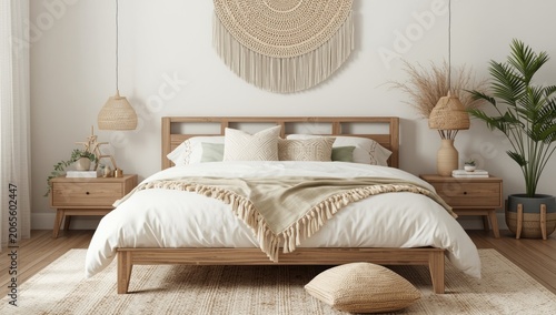 Modern bedroom with wooden ...