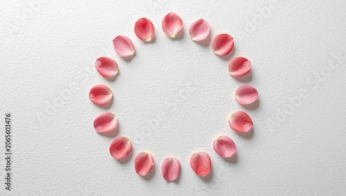 Pink rose petals arranged i...