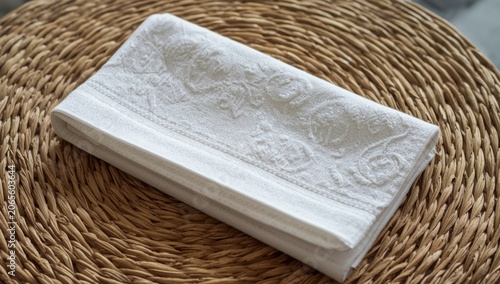 White tea towel folded and ...
