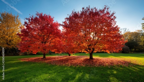 Vibrant autumn maple foliag...