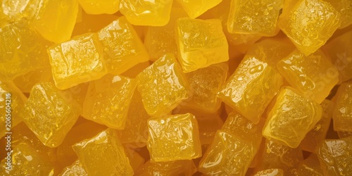 Yellow gummy candy cubes st...