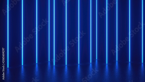 Blue neon light beams on a ...