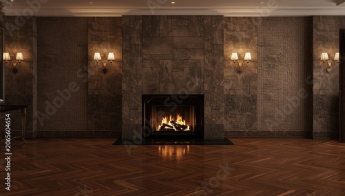 Cozy fireplace in a stylish...