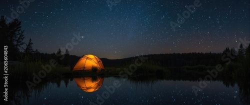 Tent illuminated by stars b...