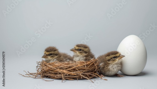 Newly born nestling birds a...