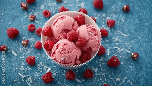 Raspberry ice cream with fr...