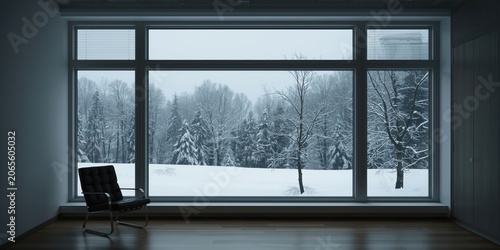 Winter scene visible throug...