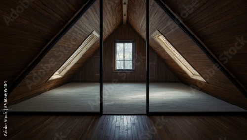 Modern attic interior with ...