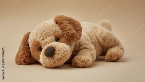 Soft plush dog toy resting ...