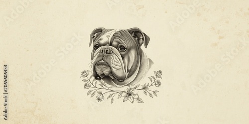 Bulldog illustration with f...