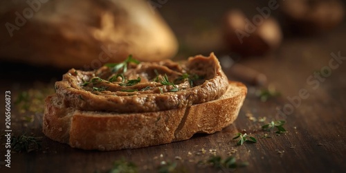 Fresh bread slice topped wi...